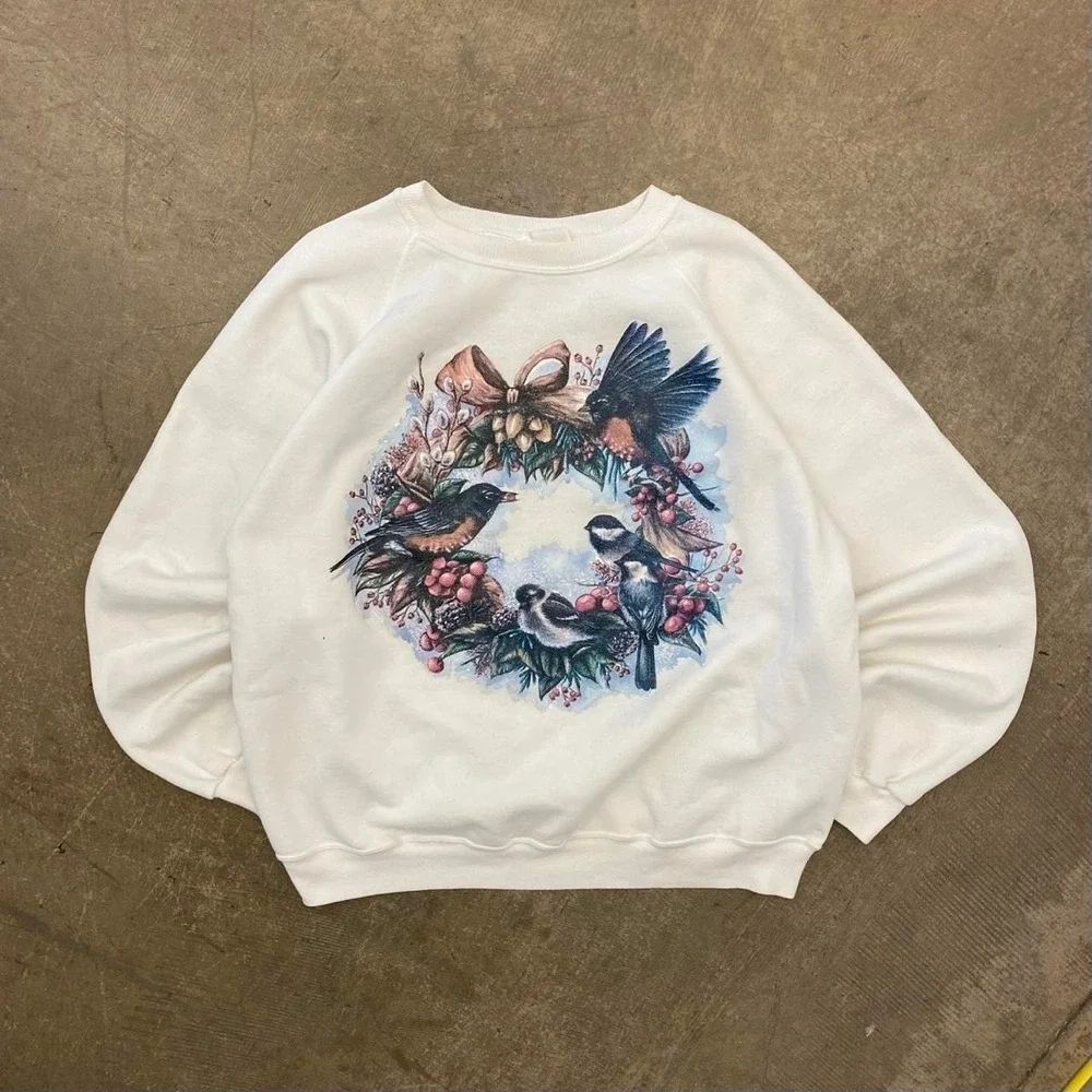 Vintage 90s Nature Birds Outdoors Animals Crewneck Sweatshirt Size XL